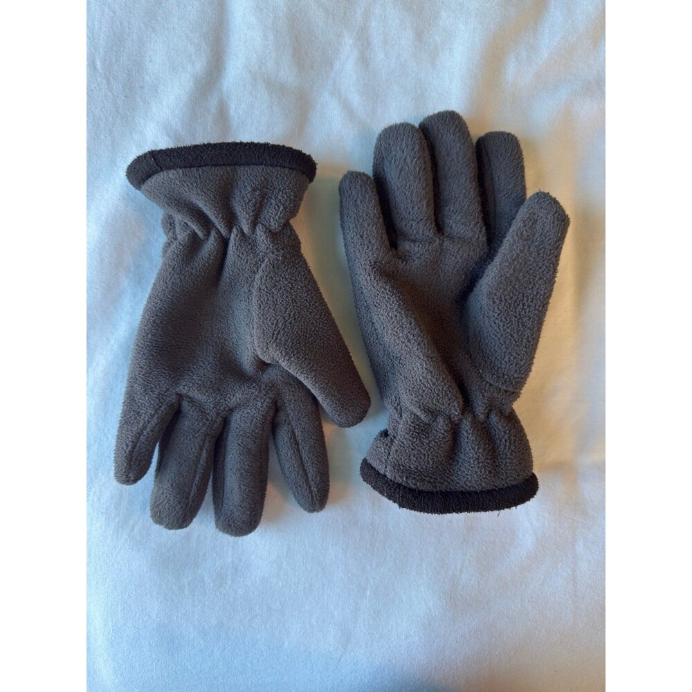 Nike Kids Black Gray Charcoal Fleece Gloves - Picture 2 of 7